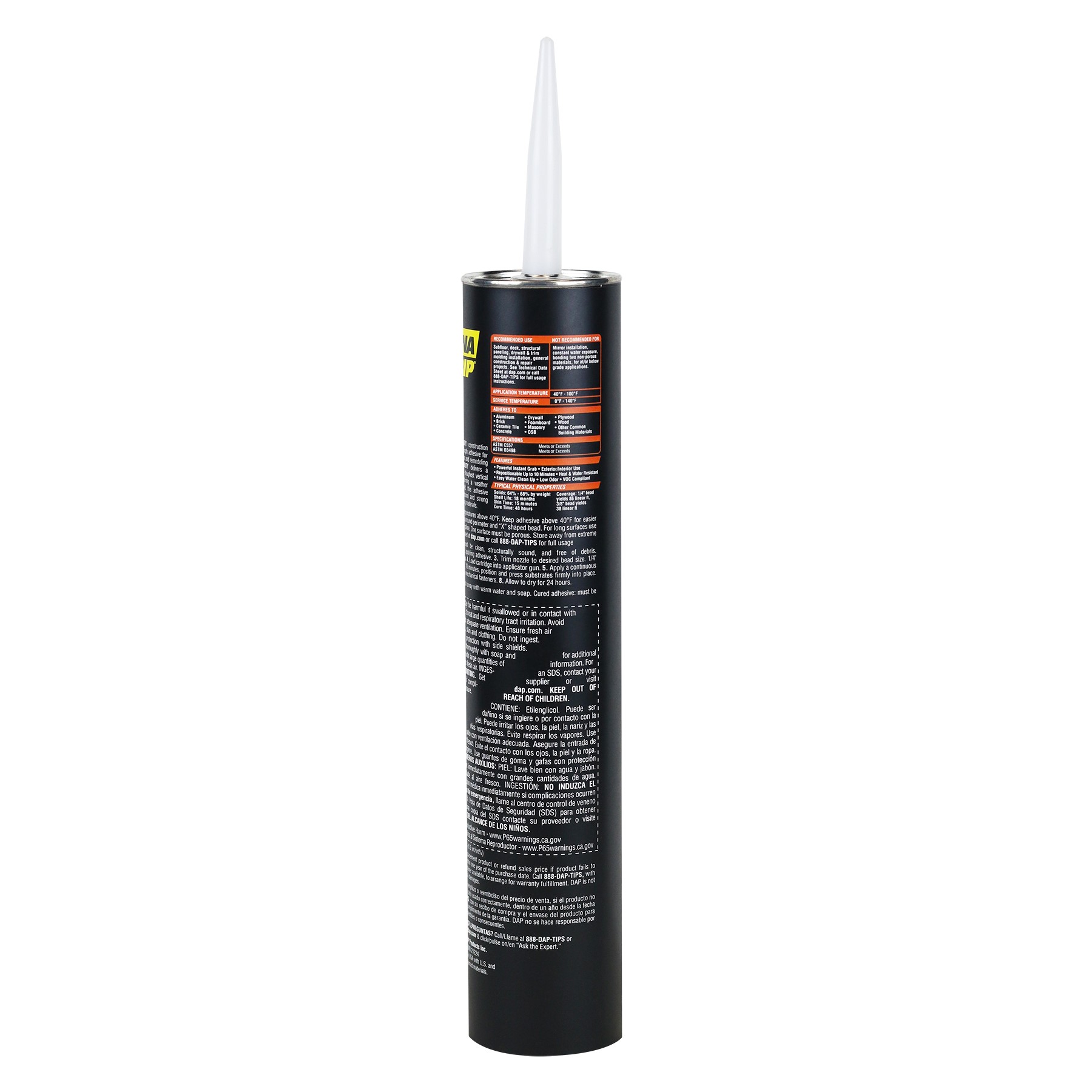 Adesivo DAP DynaGrip Heavy Duty - 255g, Forte E Rápido Para Obras